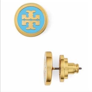 π΅ Tory Burch blue logo stud earrings π΅